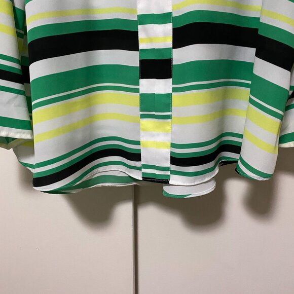 Cato long sleeve green, white, yellow & black striped tunic, size XL - Picture 6 of 12